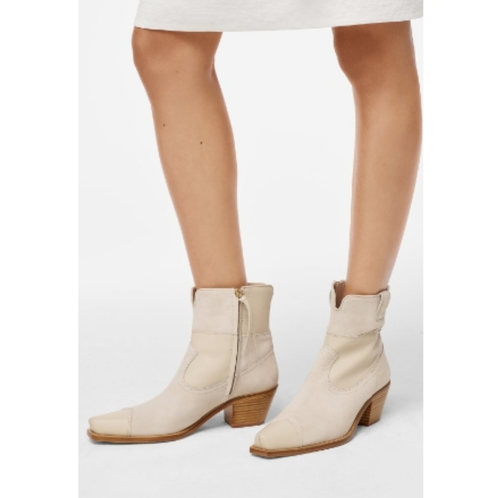 New ZARA SRPLS Leather Cowboy Sandy Brown Boots
